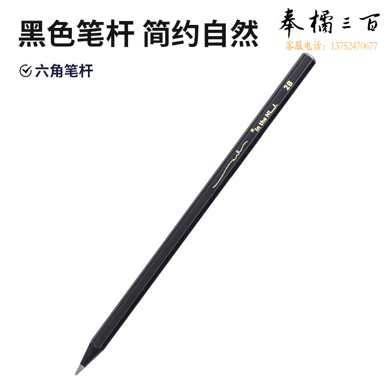 得力纽赛（NUSIGN)  黑木石墨铅笔 2B 六角笔杆考试美术生素描专用 10支/盒 NS722-2B