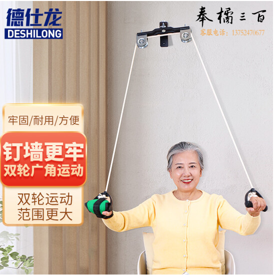德仕龙（DESHILONG)上肢锻炼滑轮手部训练吊环器材手臂牵引锻炼挂墙款钉墙