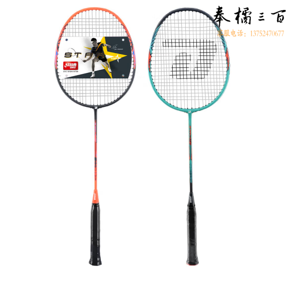 红双喜（DHS）羽毛球拍对拍耐打双拍碳素中杆耐用型STAR46 （附3球拍包）