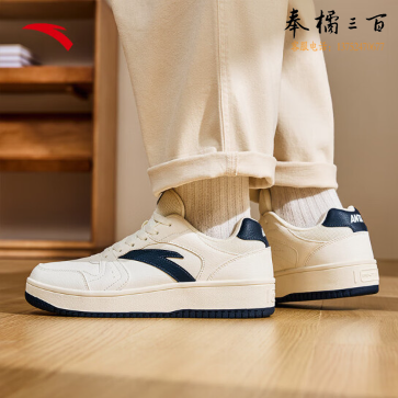 安踏板鞋男鞋秋季厚底革面小白鞋情侣款复古潮流厚底增高运动休闲鞋
