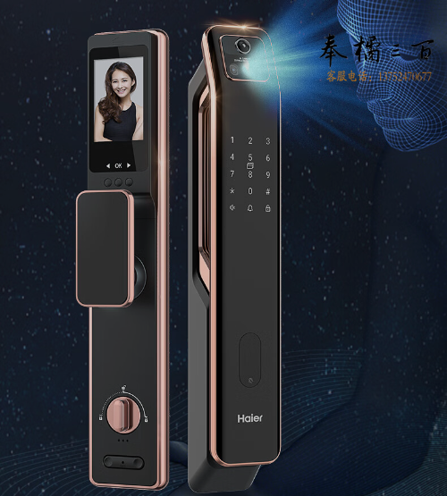 海尔(Haier)密码锁智能门锁指纹锁可视全自动解锁3D人脸识别带摄像头猫眼电子锁HFA-20SVL-U1霸王锁体适配