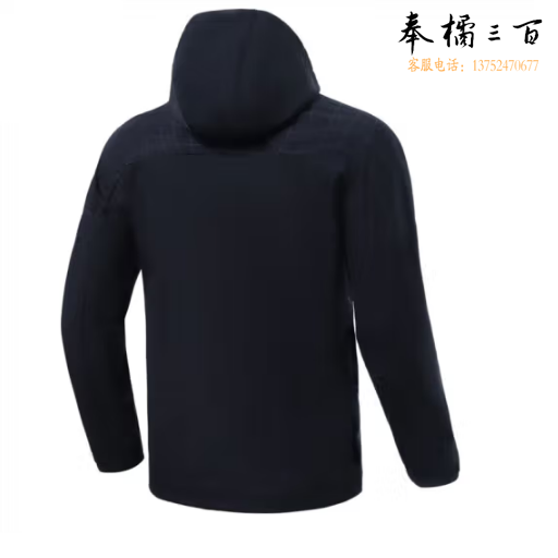 李宁跑步加绒保暖宽松休闲连帽运动外套男 黑色-1 M
