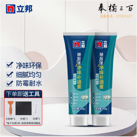 立邦补墙膏防霉修补膏墙面裂缝修补膏耐水腻子粉膏 防霉耐水型250g*2 