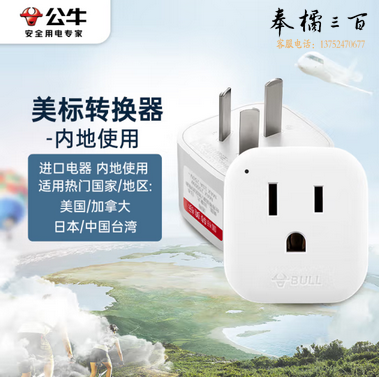 公牛（BULL）国标转美标/电源转换器插座/转换插头 适合内地使用 GN-L01CA 